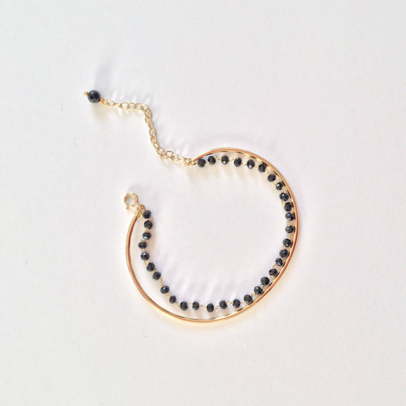 Bracelet Jonc Doré Pour Femme - Chaîne Avec Perles En Acier Inoxydable, Neuf Sans Emballage