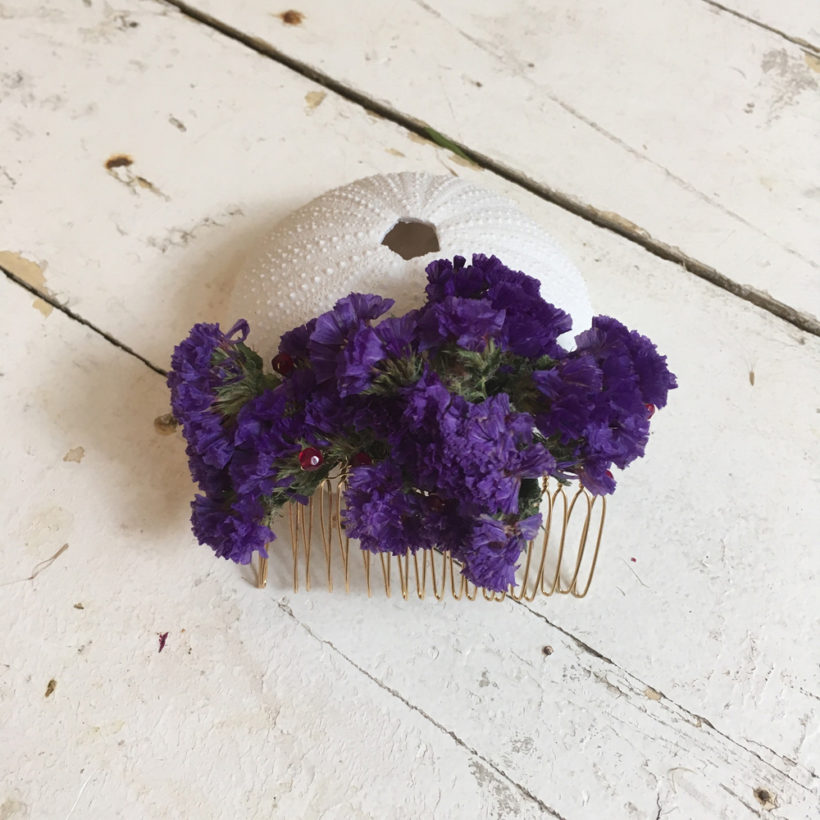 Peigne De Fleurs Séchées Coloris Violet