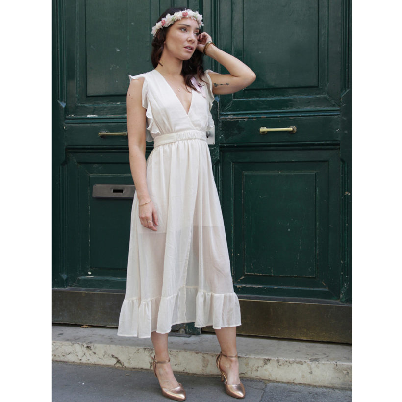 Robe Mi Longue Rose Nude